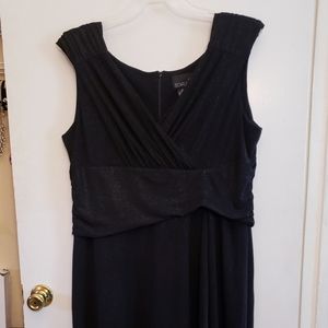 Scarlett 20 Black Shimmering Knit Faux Wrap Dress